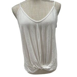 Wasabi+Mint Womens White Sleeveless Knotted Tank Top Size L